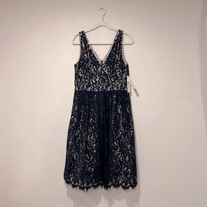 Navy blue lace cocktail dress